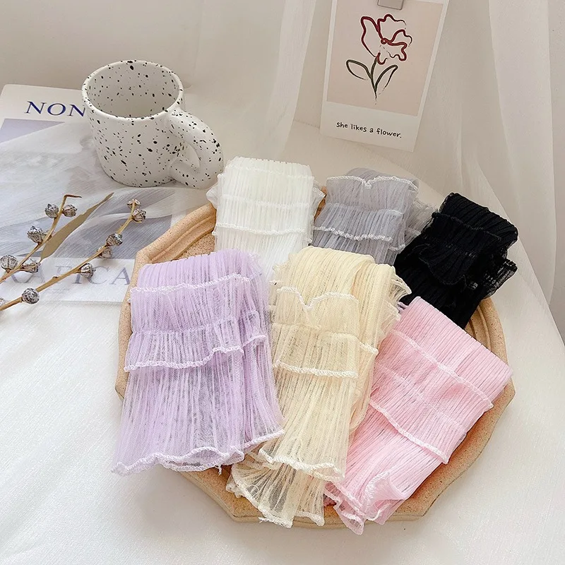 Thin Lace Long Fingerless UV Sunscreen Sleeves Breathable Mesh Arm Sleeves Stylish Protection Gloves for Women Outdoor Driving