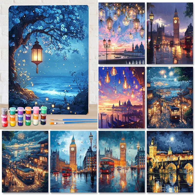 

GATYZTORY NightView Paint By Numbers Wall Art Picture On Numbers Scenery Craft Supplies Create Wall Art Markers By Numbers
