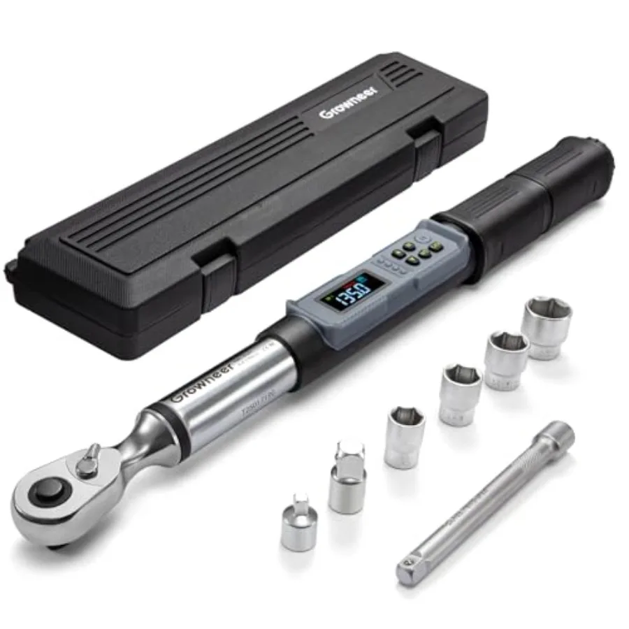 

Digital Torque Wrench 5-99.6 Ft-lbs/6.8-135 Nm 3/8'' Drive with Buzzer Colorful LED Indicator Electronic Tool for Bike Motorcyc
