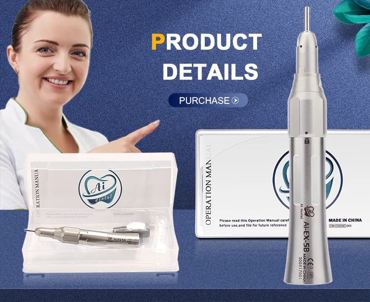 AI-EX-5B 4:1 Reduction Straight Dental Electric Handpiece For HP Burs (ø2.35) Max Speed: 10,000 Min-1 Spanish Dentist Popular