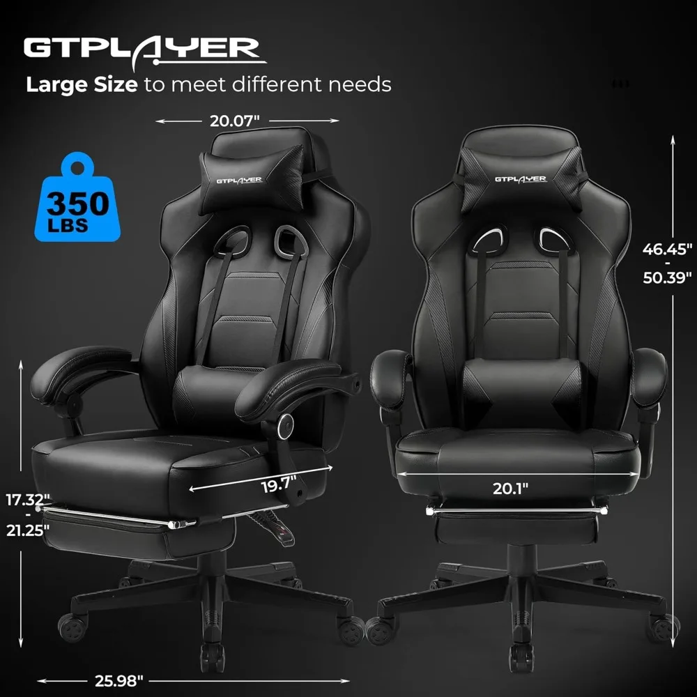 Ergonomic Racing Style Gaming Chair with Footrest, Big and Tall Support, High Back Lumbar Support for Comfortable Gaming Experie