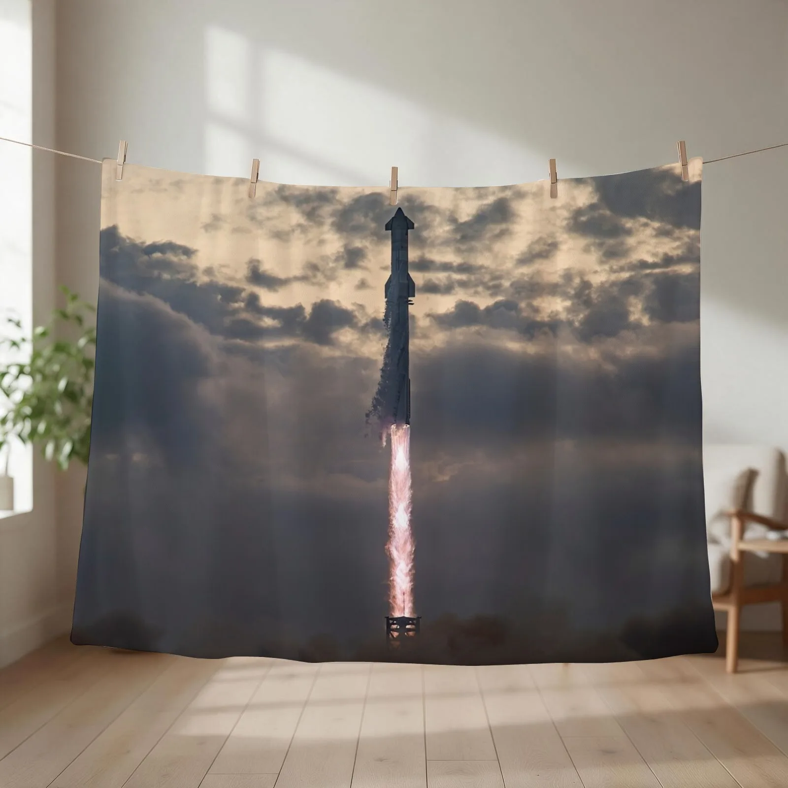 Spacex Starship launch Throw Blanket couch cozy soft plush fuzzy picnic outdoor blanket