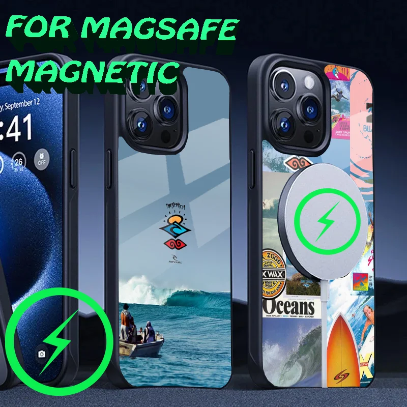 Surf Beach Rips Curls Phone Case For iPhone 16,15,14,13,12,11,Plus,Pro,Max Mini Magsafe Magnetic Wireless Charging