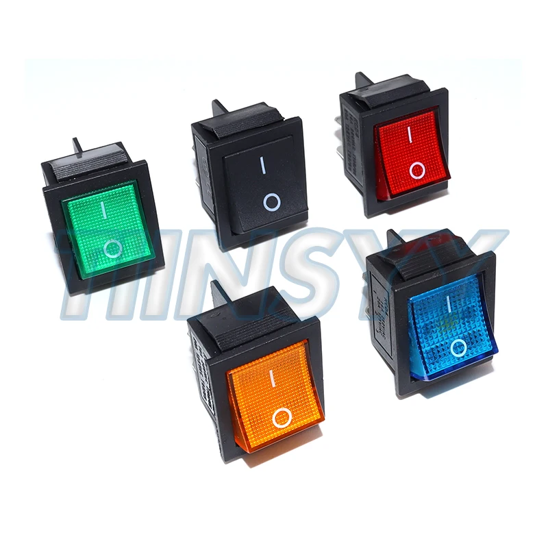 5Pcs Latching Rocker Switch Power switch I/O 4 Pins with Light 16A 250VAC 20A 125VAC KCD4