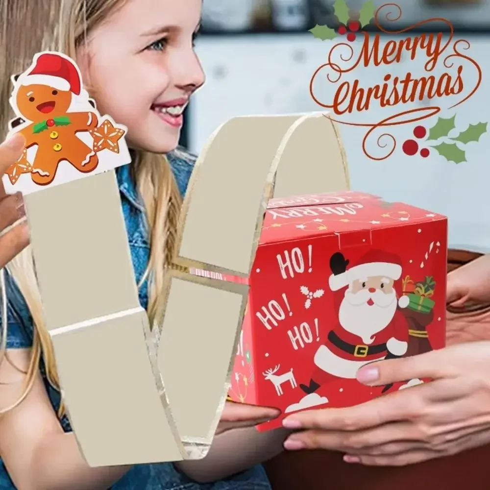 With 50pcs Transparent Bags Pull Out Christmas Money Box Merry Christmas Santa Transparent Bags Money Pulling Box Snowman DIY
