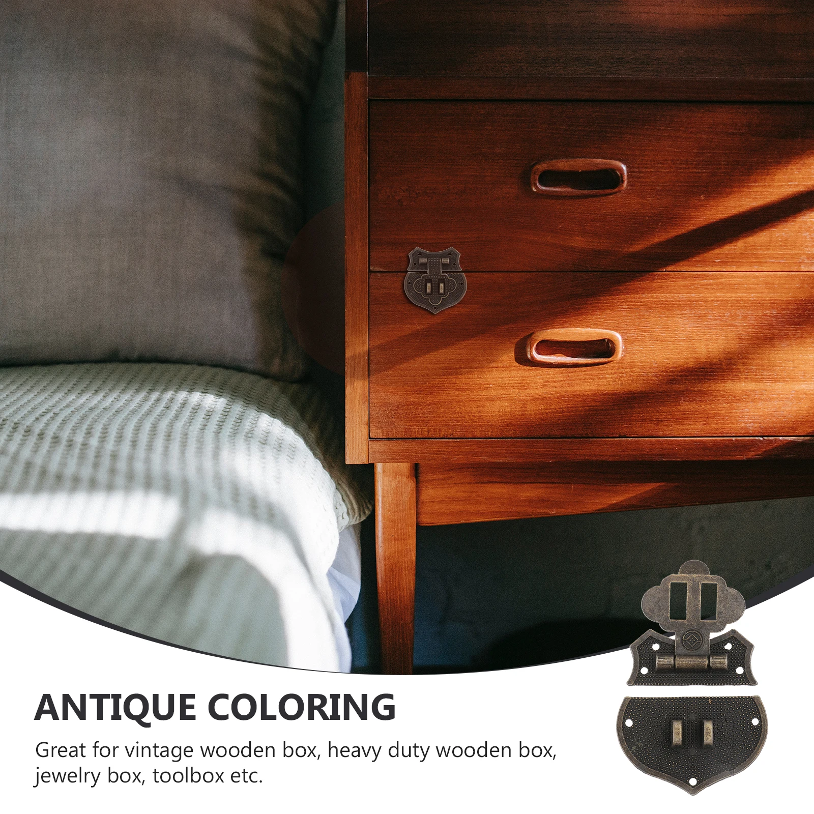 

4pcs Vintage Lock Buckles Wooden Box Bronze Retro Case Hook For Jewelry Gift Toolbox Panel Furniture Accessory Zinc