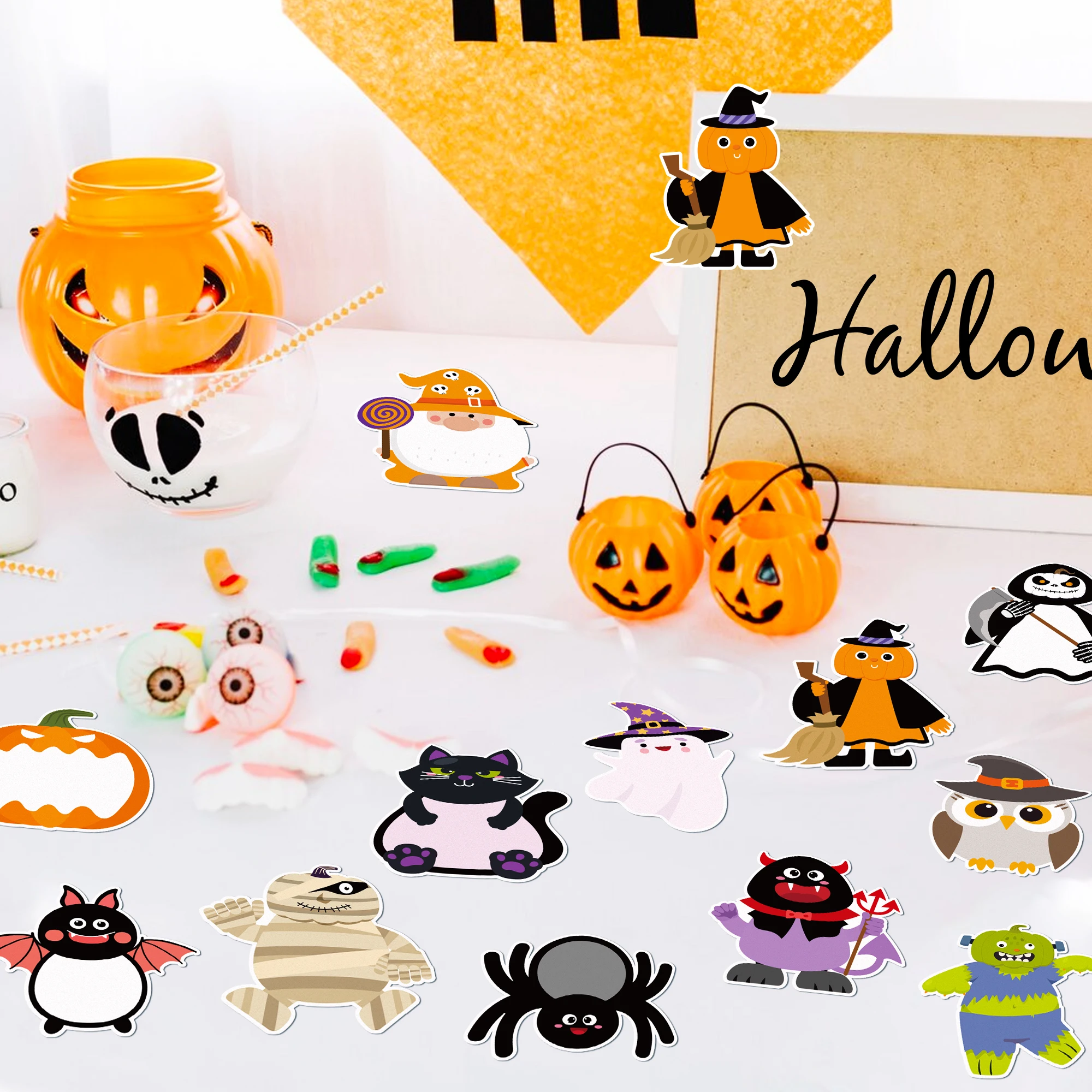 12 Stück = 240 Seiten, Halloween-Motiv, Notizblöcke-Set, Haftnotizen, Schreibwaren, Etiketten, Notizbuch, selbstklebende Haftnotizen für den Kühlschrank, Bürobedarf. – Detail 10