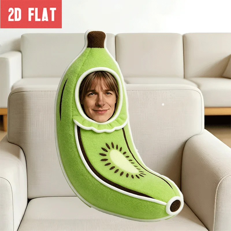 Personalized Photo Banana Kiwi Fruit Face Pillow - Large 60cm Custom Photo Cushion with Your Own Picture, Soft Suitable for Deco