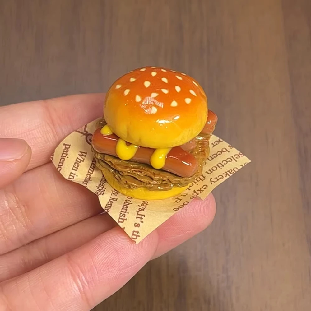 Mini American Hot Dog Cheese Burger Refrigerator Stickers Simulation Packaging Box Hamburger Magnetic Decorative Stickers