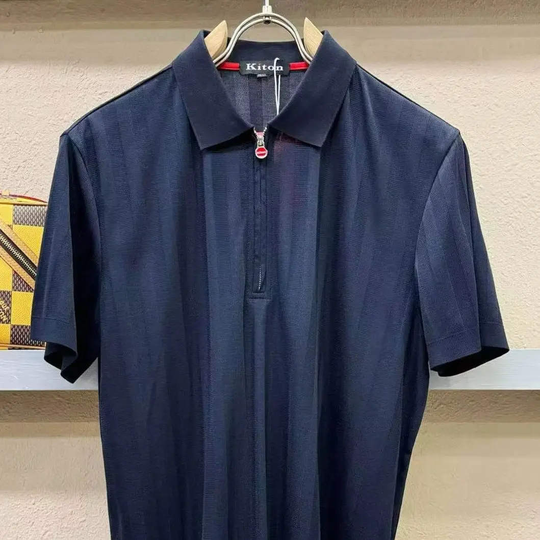 

Kiton стиль старых денег, простая деловая повседневная рубашка ПОЛО на молнии с лацканами