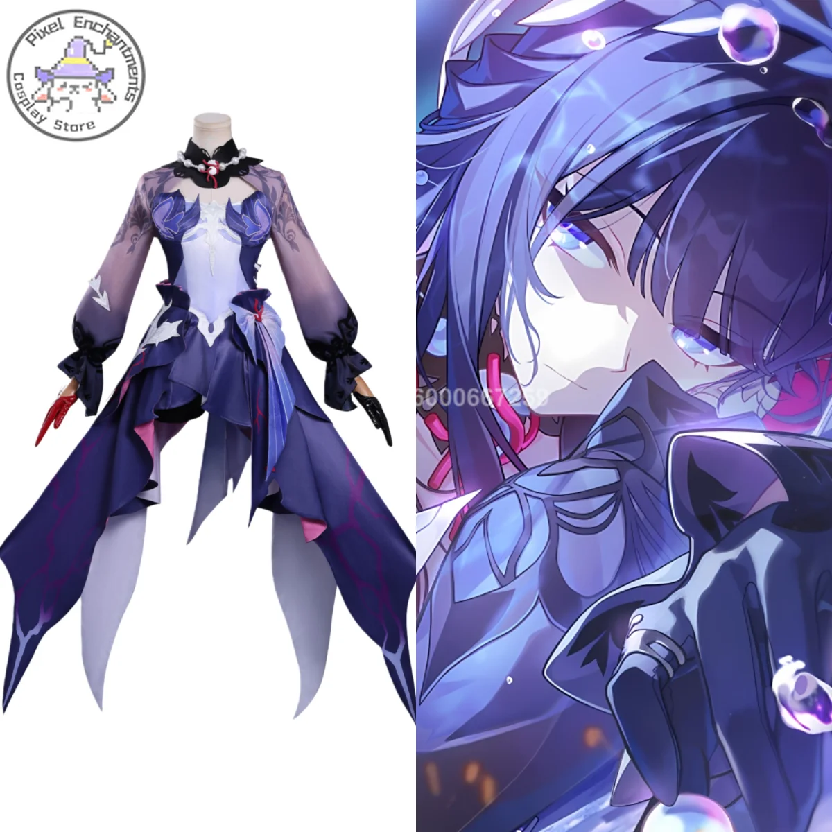 

Hot Game Honkai：Star Rail Cosplay Costume Anime Hysilens Popular Role Playing Outfit Wig Purple Dress Women Comic Con Party Suit