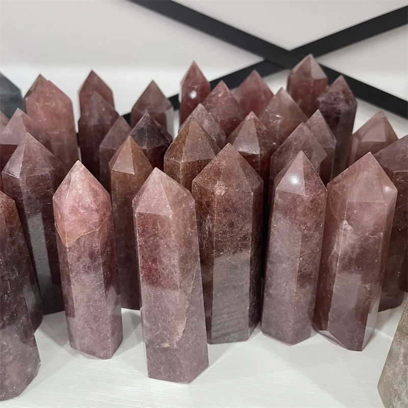 1000g Natural Polished Healing Strawberry Quartz Crystal Wand point For healing