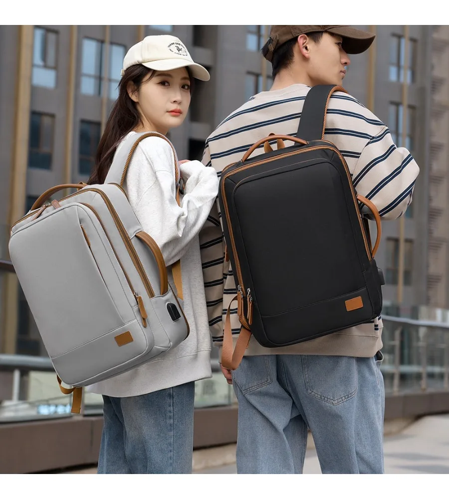 Laptop bag men's and women's multi-layer storage simple backpack business backpack large capacity and wear-resistant.