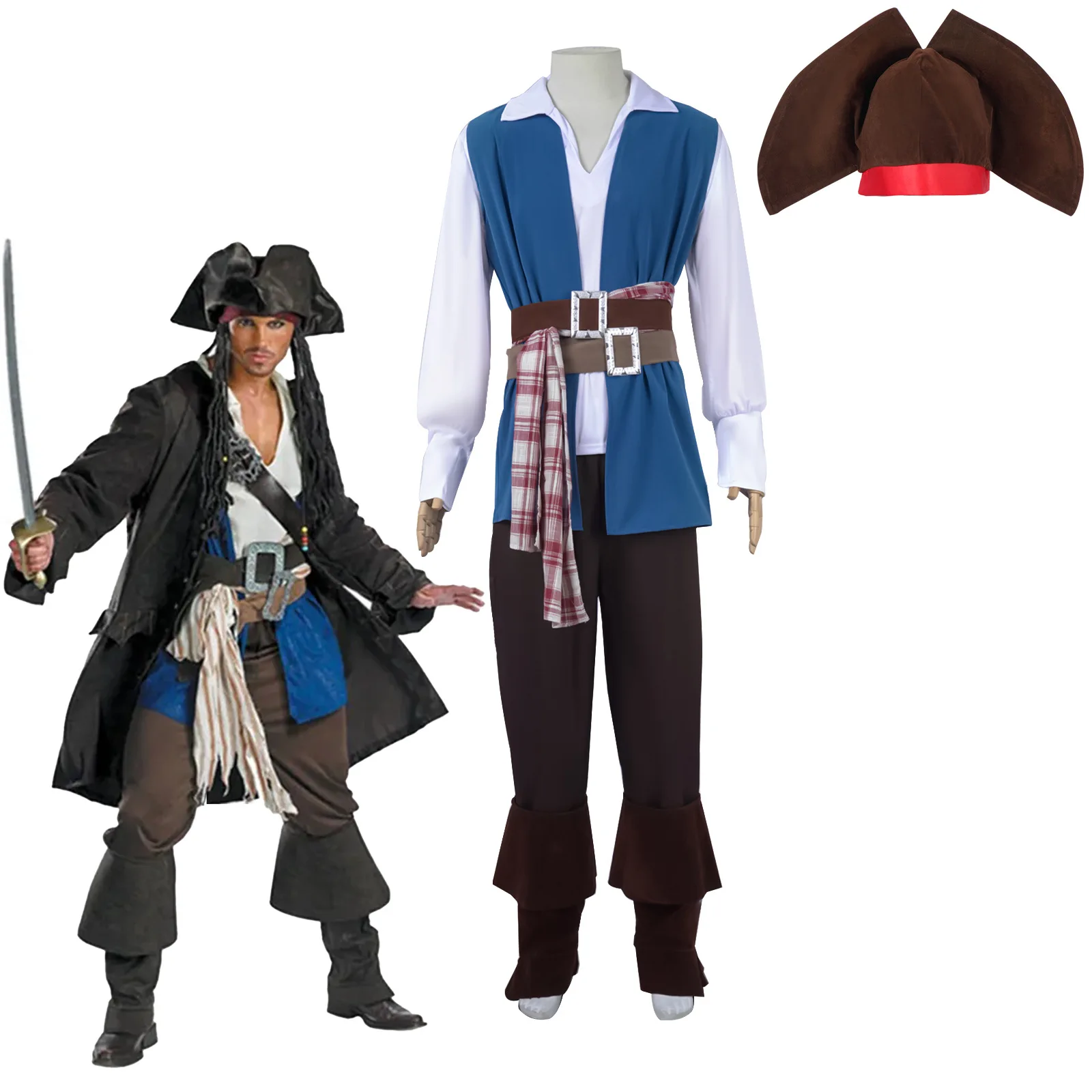 

Halloween Costume Pirate Captain Cosplay Costume Pirates Of The Caribbean Captain Halloween Costume Dress-up Outfit