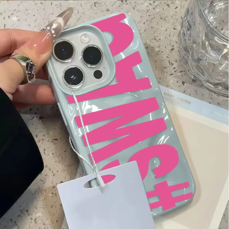 Funda SWAG rosa con letras para iPhone 17 16 Pro Max 15 14 Plus 13 12 11 Pro Max Air 16E, textura de olas suave 3