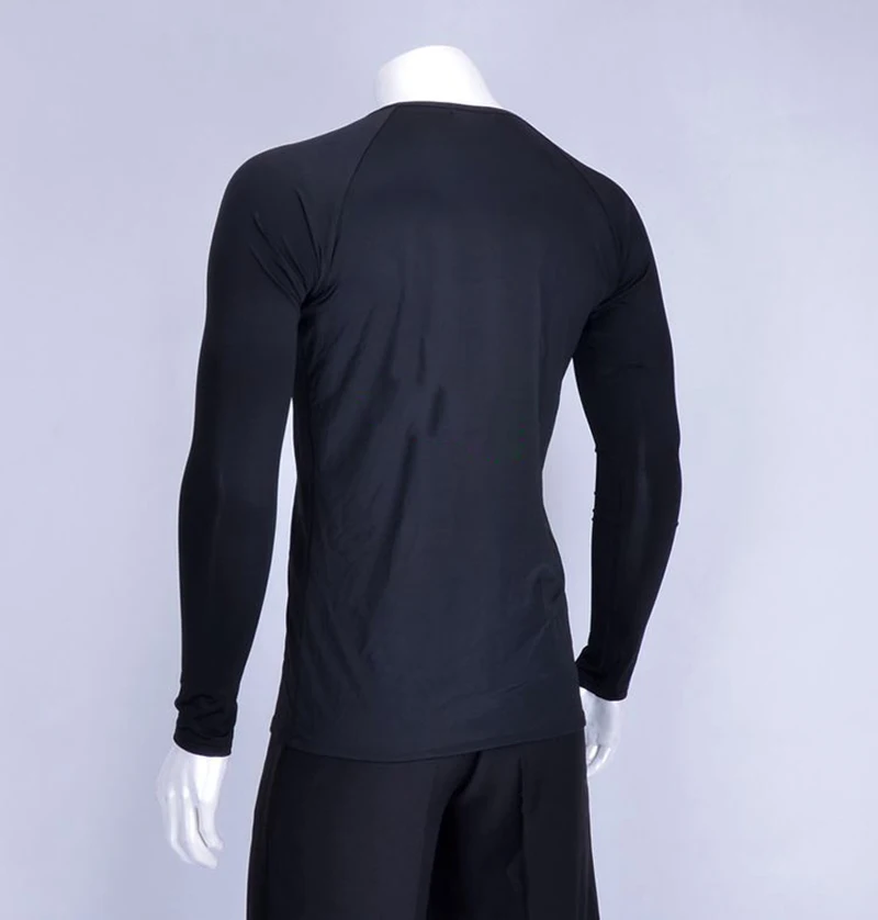 Men Long Sleeve Black V-neck Dance Clothes New Standard Gentleman Latin Ballroom Waltz Flamenco Dancing Shirt