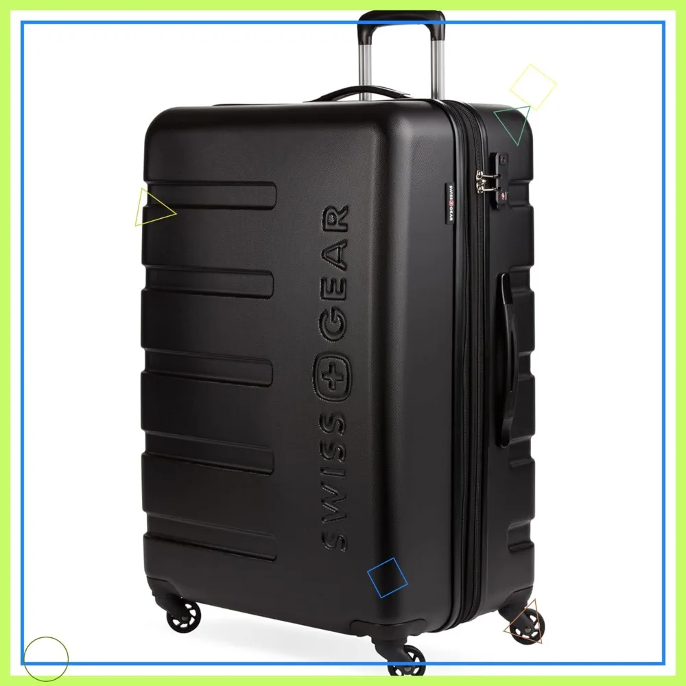 

Expandable Hardside Luggage with Spinner Wheels, TSA Lock, Black Checked-Large 27-Inch