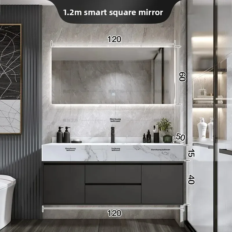 b7--Slate Ceramic Basin Bathroom Cabinet Combination Hand Wash Sink Wash Table Smart Mirror Bathroom Cabinet