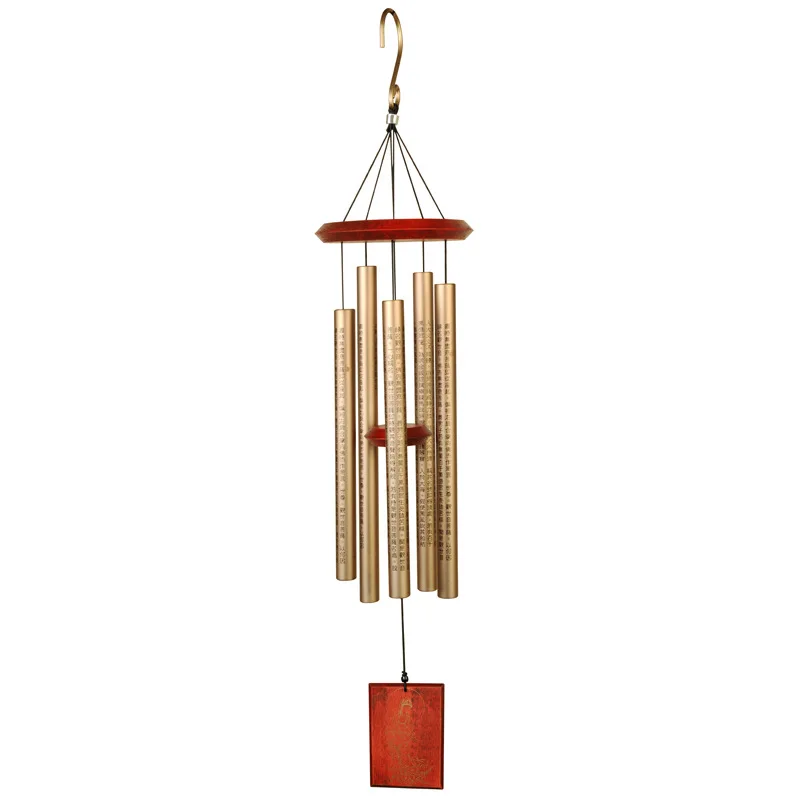 Silk Screen Metal Tube Wind Bell Feng Shui Hanging Decoration Temple Supplies Buddhist Sutra Heart Sutra Lotus Sutra Tathagata G