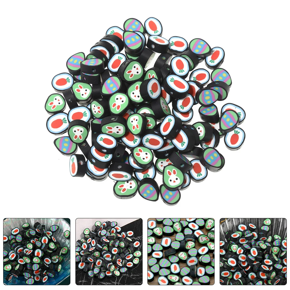 

100 шт., пасхальный кролик, морковь, глиняные бусины, сделай сам, полимерная глина, разделительные бусины, изготовление ювелирных изделий, ремесленный браслет, пасхальные подвески