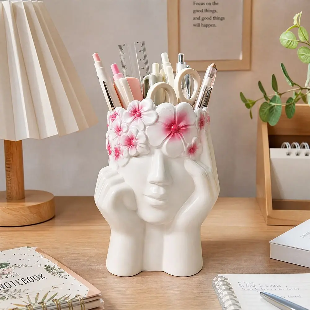 New Face Shape Design Pen Holder Nordic Style Multifunctional Cosmetic Storage Box Human Body Art Desk Organizer Gift Use