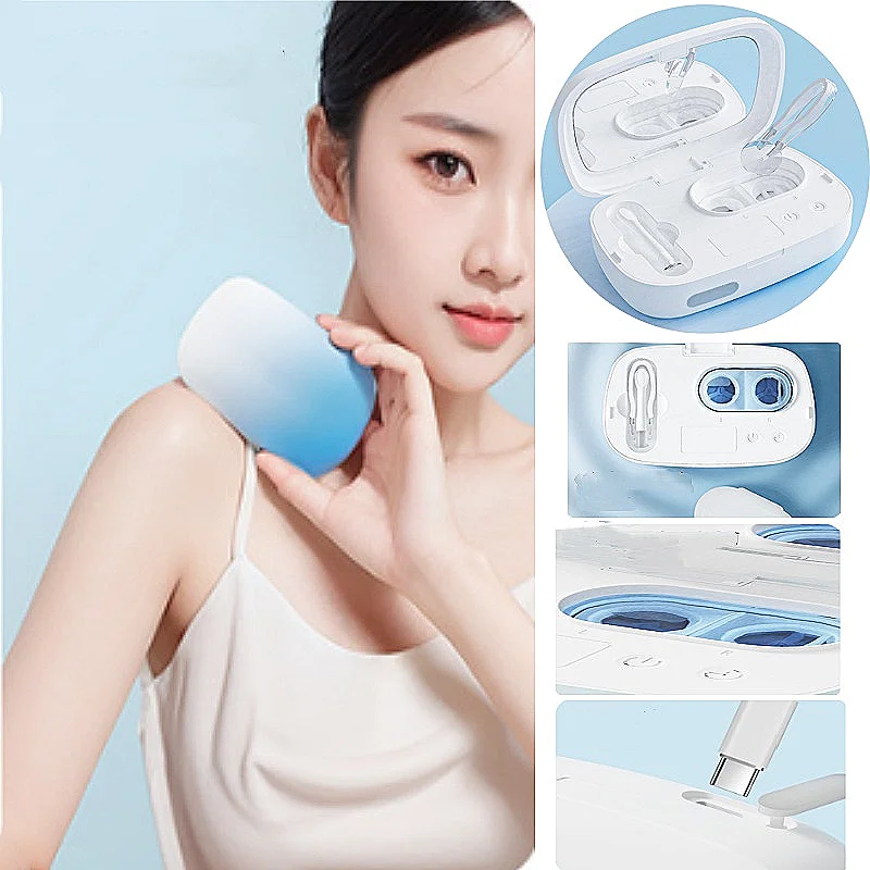 

Ultrasonic Contact Lens Cleaner Automatic Blue Light Cleaning Device Type C Rechargeable Portable For Soft Hard Contact Lenses