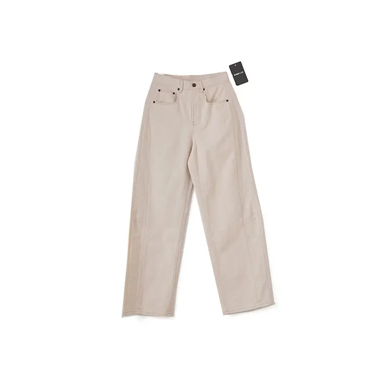 

Женские широкие джинсы Bodhl из мягкого льна, модные, простые, повседневные, с высокой талией, прямые, длинные брюки-трубы