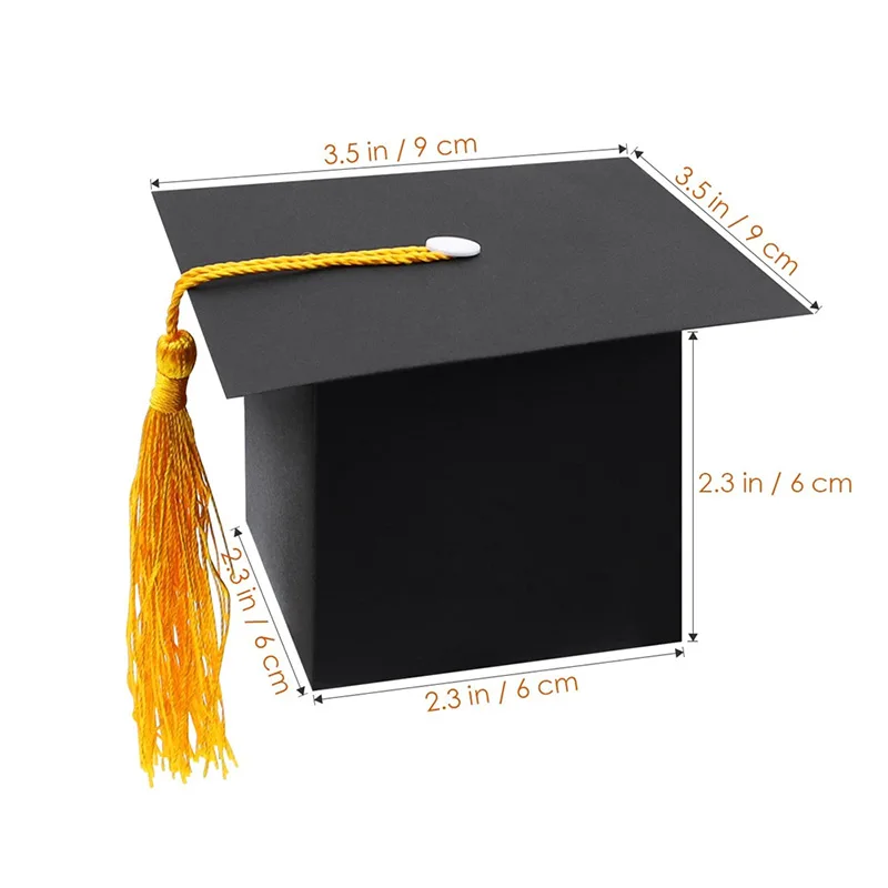 Cajas de Regalo con borla para fiesta de graduación, 10 cajas de papel de piezas con forma de gorro de graduación, divertido y lindo