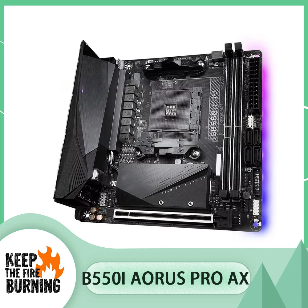 For Giga-byte B550 AM4 DDR4 64GB PCI-E 4.0 Mini-ITX Desktop Motherboard B550I AORUS PRO AX