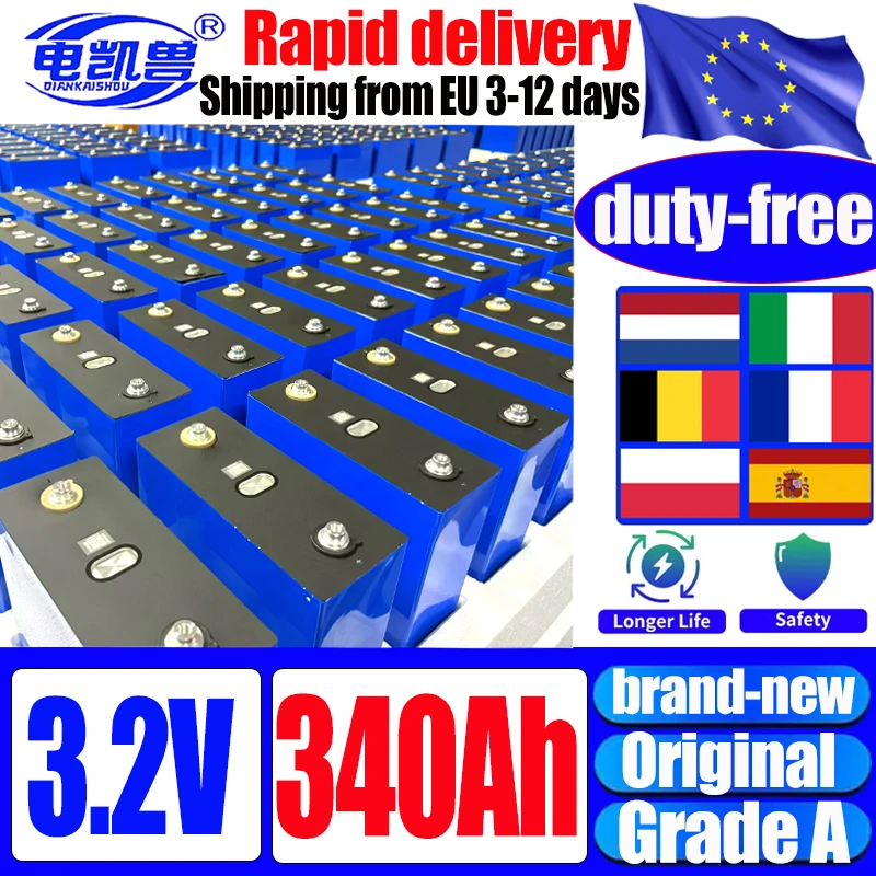 بطارية Lifepo4 جديدة من الدرجة A 3.2 فولت 340 أمبير لتقوم بها بنفسك 12 فولت 24 فولت 48 فولت مناسبة للقارب RV مركبات التخييم 3C بطارية قابلة للشحن شحنة الاتحاد الأوروبي #1