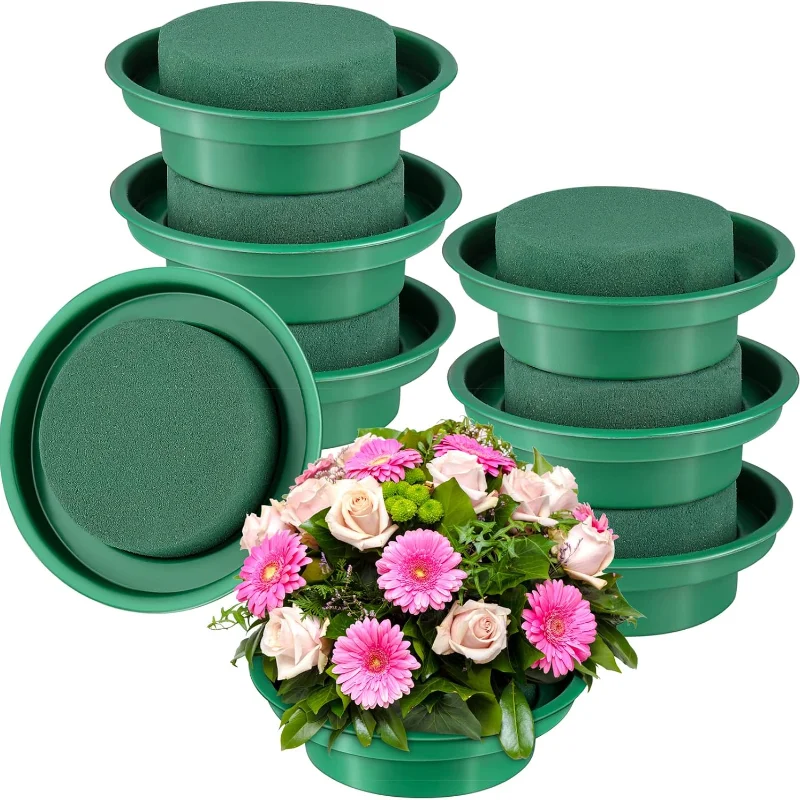 6/12PCS Rotondo Floreale Schiuma Mattone Verde Schiuma Floreale Secco Blocchi di Schiuma Floreale Fiore Artificiale Fango Kit Disposizione Fiore FAI DA TE