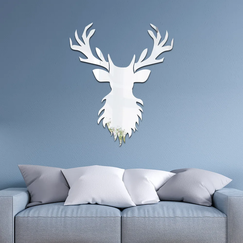 Acrylic DIY Personalized Deer Head Mirror Wall Sticker Decoration Bedroom Living Room TV  Background  Wall  Paper  Wall  Sticker