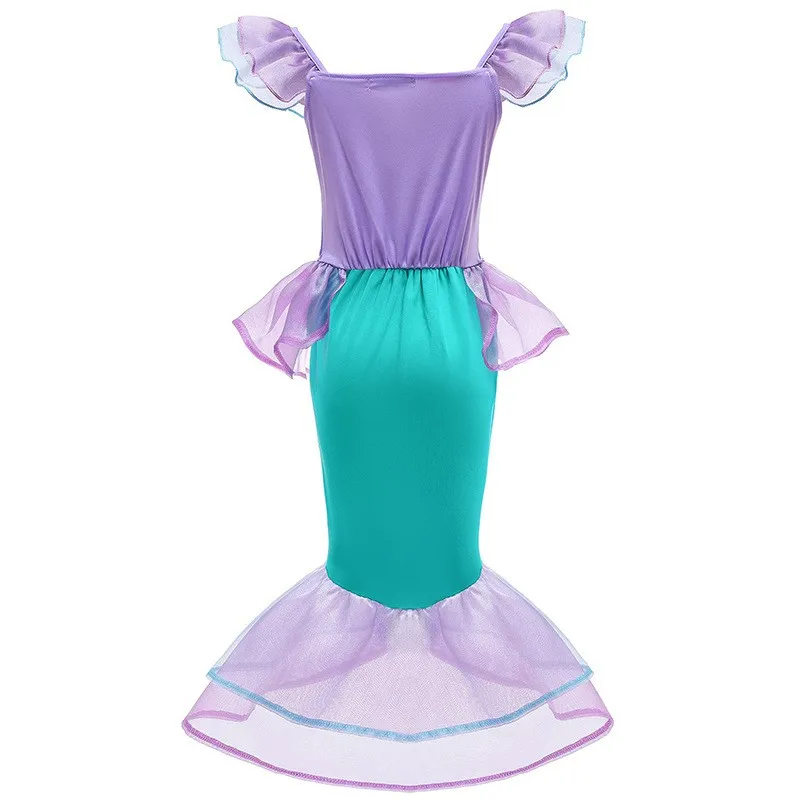 Kleine Zeemeermin Ariel Prinses Jurk Voor Meisjes Korte Mouw Tule Cosplay Kostuum Kinderen Carnaval Avond Verjaardagsfeestjurk