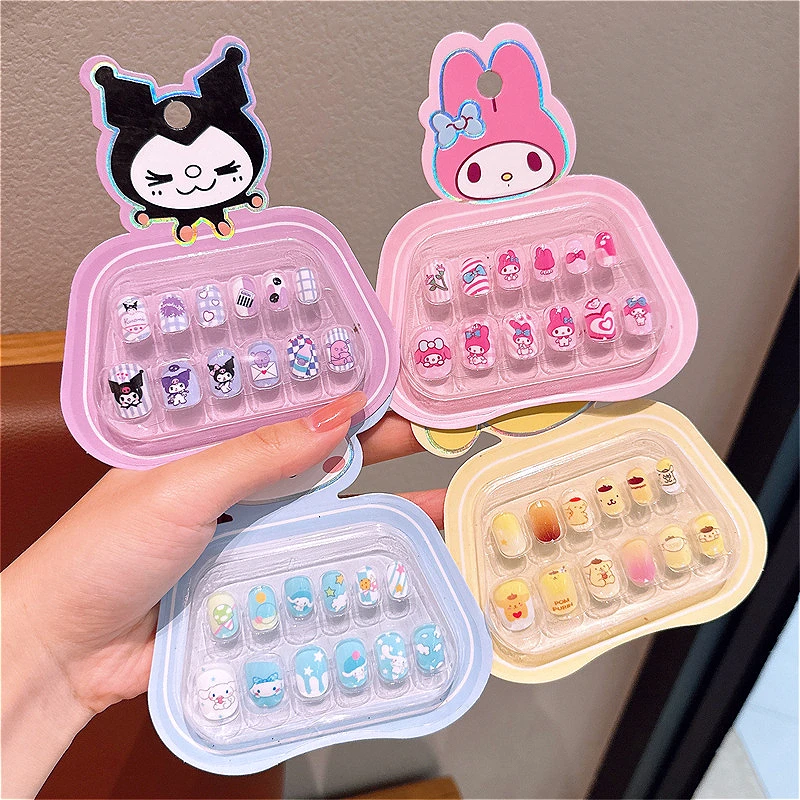 Kawaii Kuromis Hellos Kittys Patterned Nail Stickers Creative Nail Stickers Removable Nail Pieces for Girls Wear Nails Toys