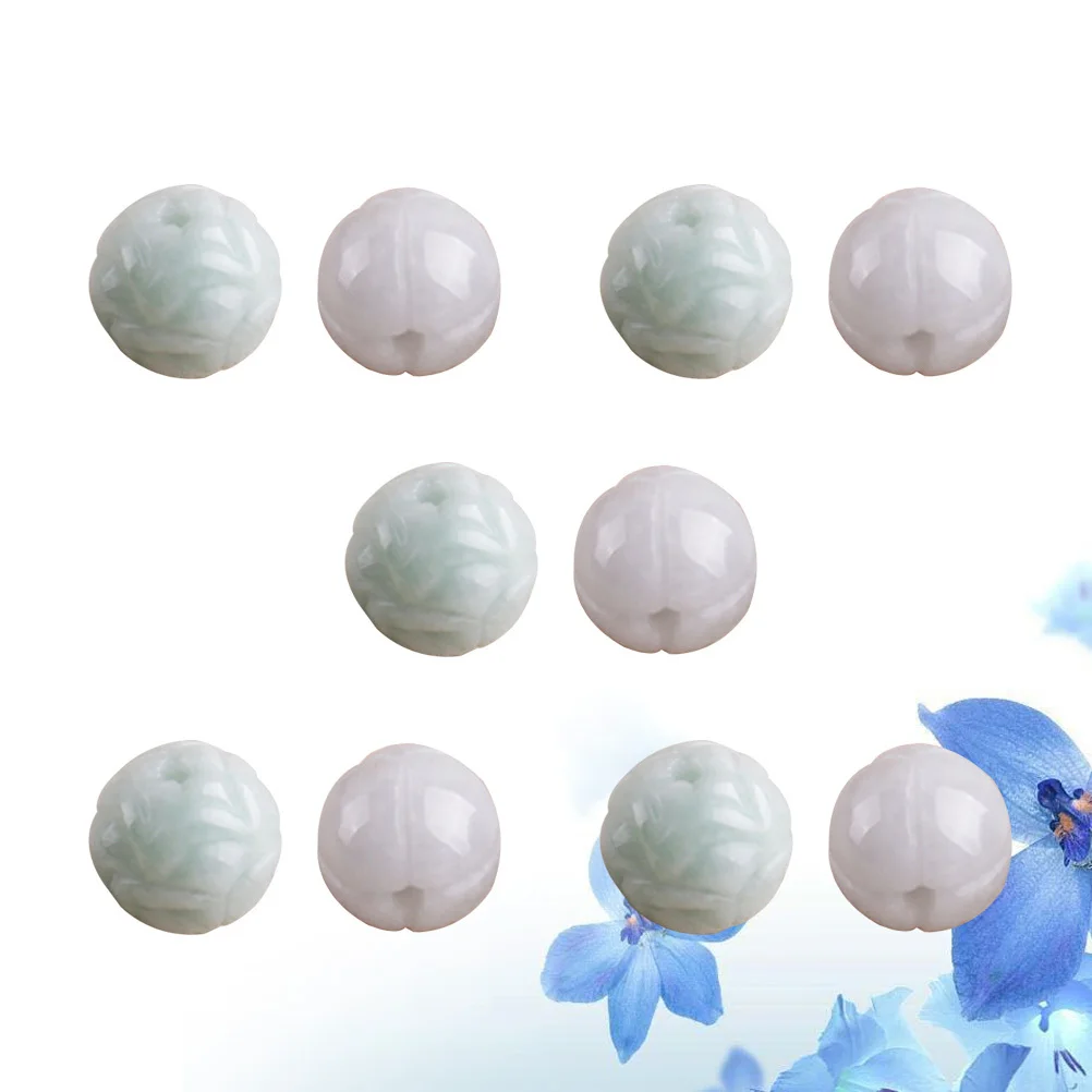 

10Pcs Lotus Flower Carved Natural Jade Beads 13mm Loose Beads for Jewelry Making DIY Craft Kit Beading Jewelry Set