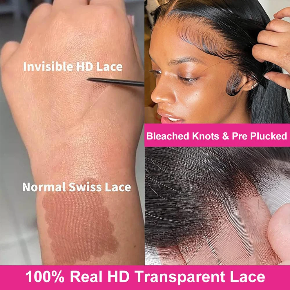 32 36 بوصة 13x6 مستقيم الدانتيل الجبهة الباروكات شعر الإنسان قبل قطعها الباروكات الأمامية شعر الإنسان للنساء HD الدانتيل شعر مستعار أمامي 210% الكثافة