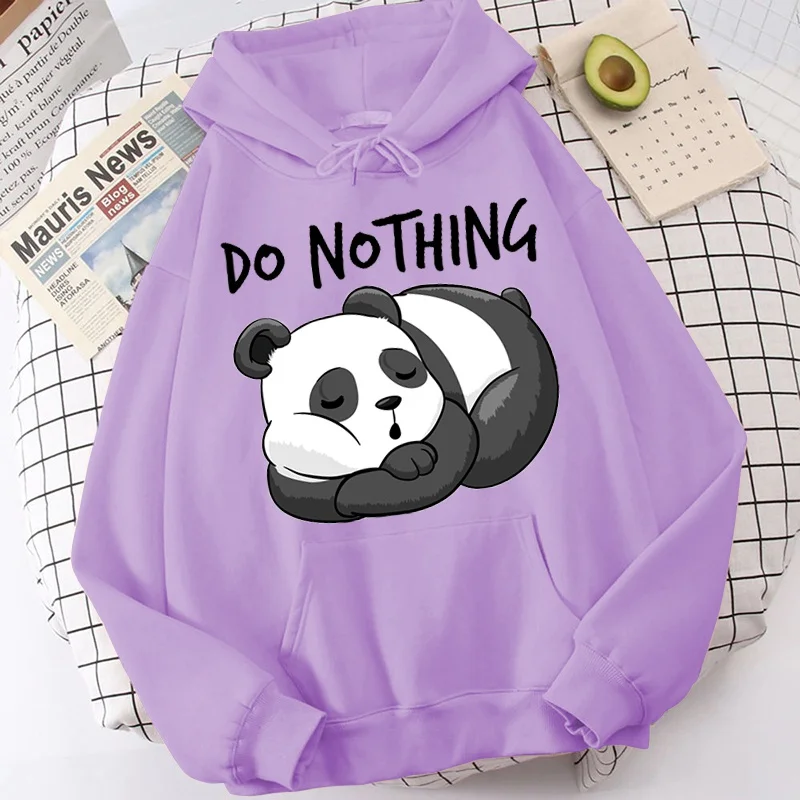 

Panda Letter Print Sweatshirt Women'S Casual Top Harajuku Fashion Hooded Sweatshirt Long Sleeve