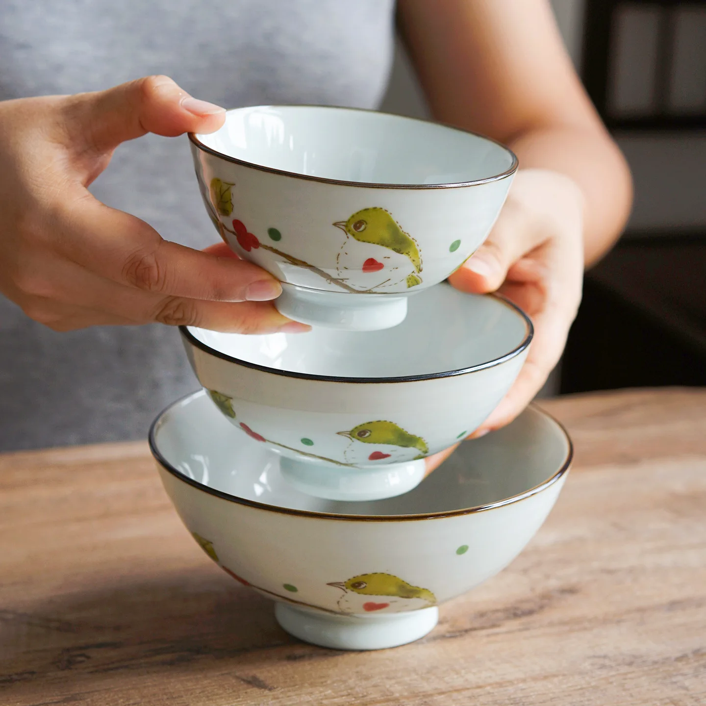 Autumn Whispers Series Creative Underglaze Color Ceramic Bowl Plate Set for Home Kitchen