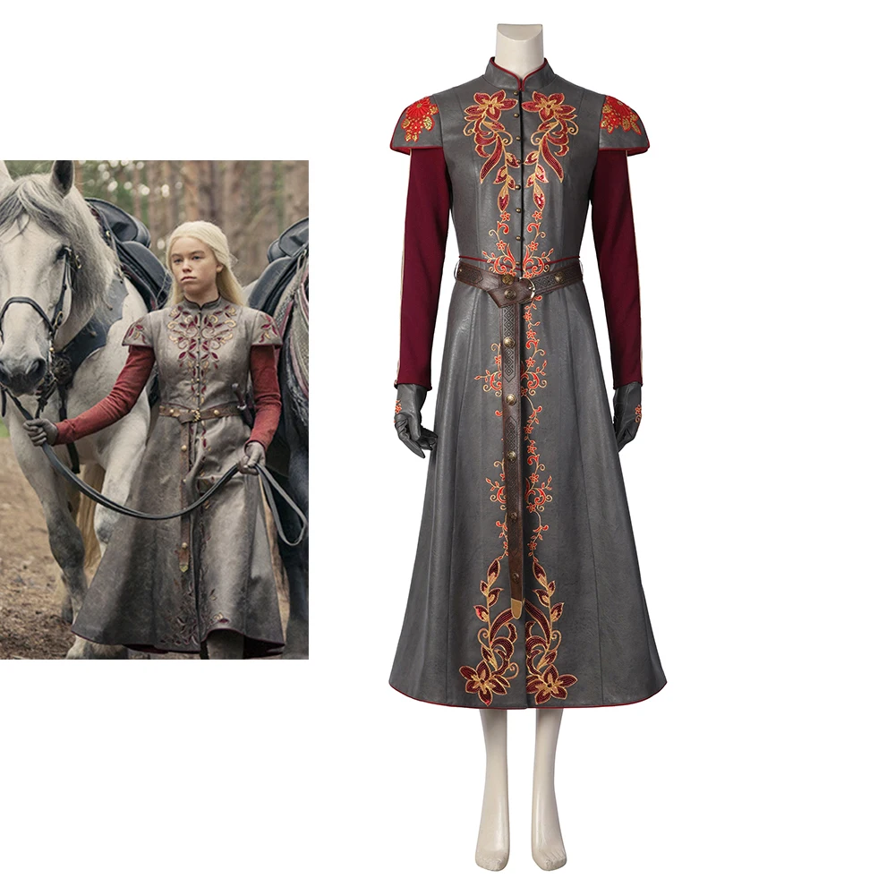 Rhaenyra Cosplay Princess Costume for Women Fancy Long Jacket Dress Suit Halloween Carnival Party Hunter Disguise Battle Uniform