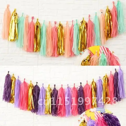 20pcs Party Wedding Decoration Paper Tassel Garland Bride Hanging Mermaid Party Supplies  Party Birthday Baby Shower Decoration