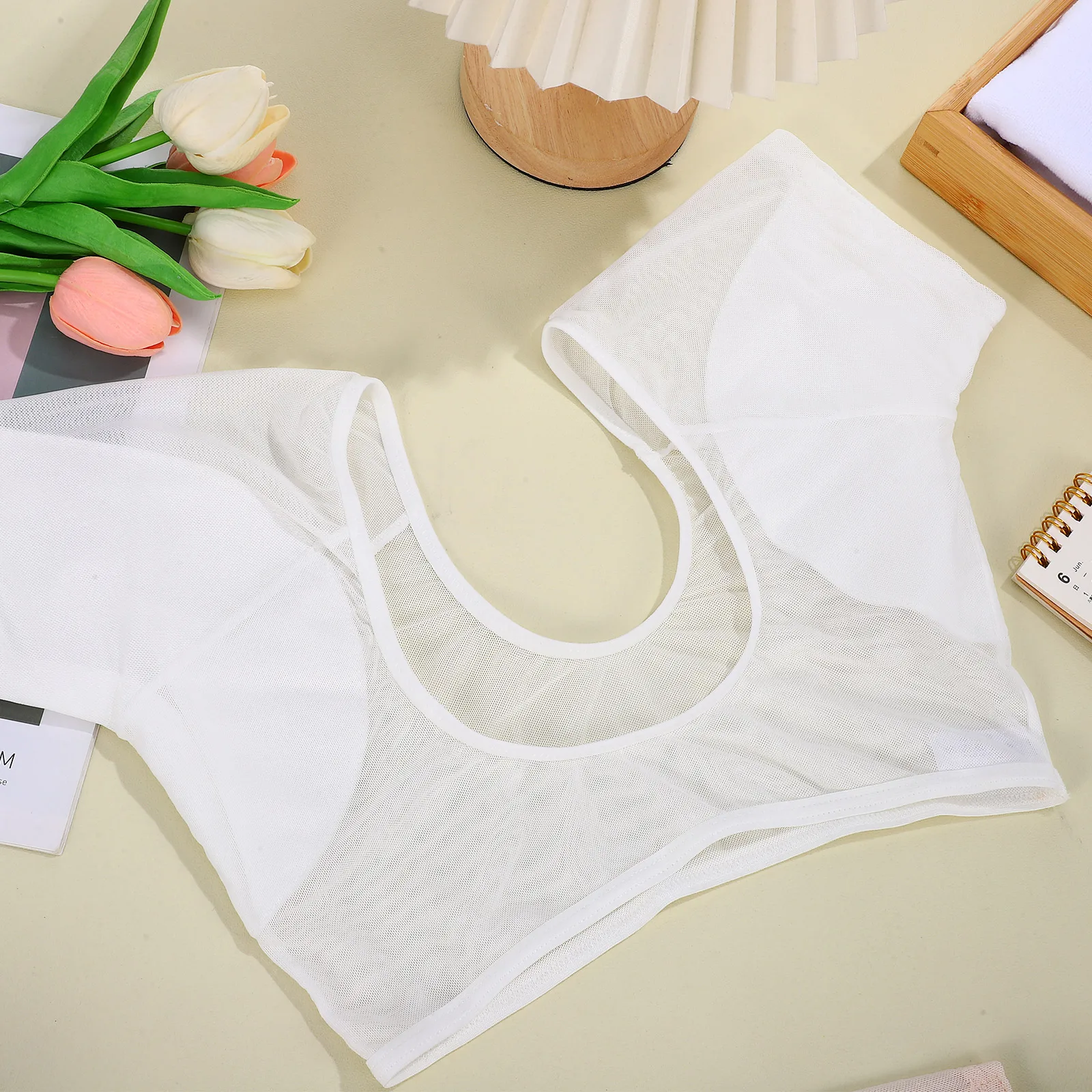 

3 Pcs Armpit Sweat Pad Vest for Women Summer Washable Underarm Shirt Absorbent Quick White Skin Color