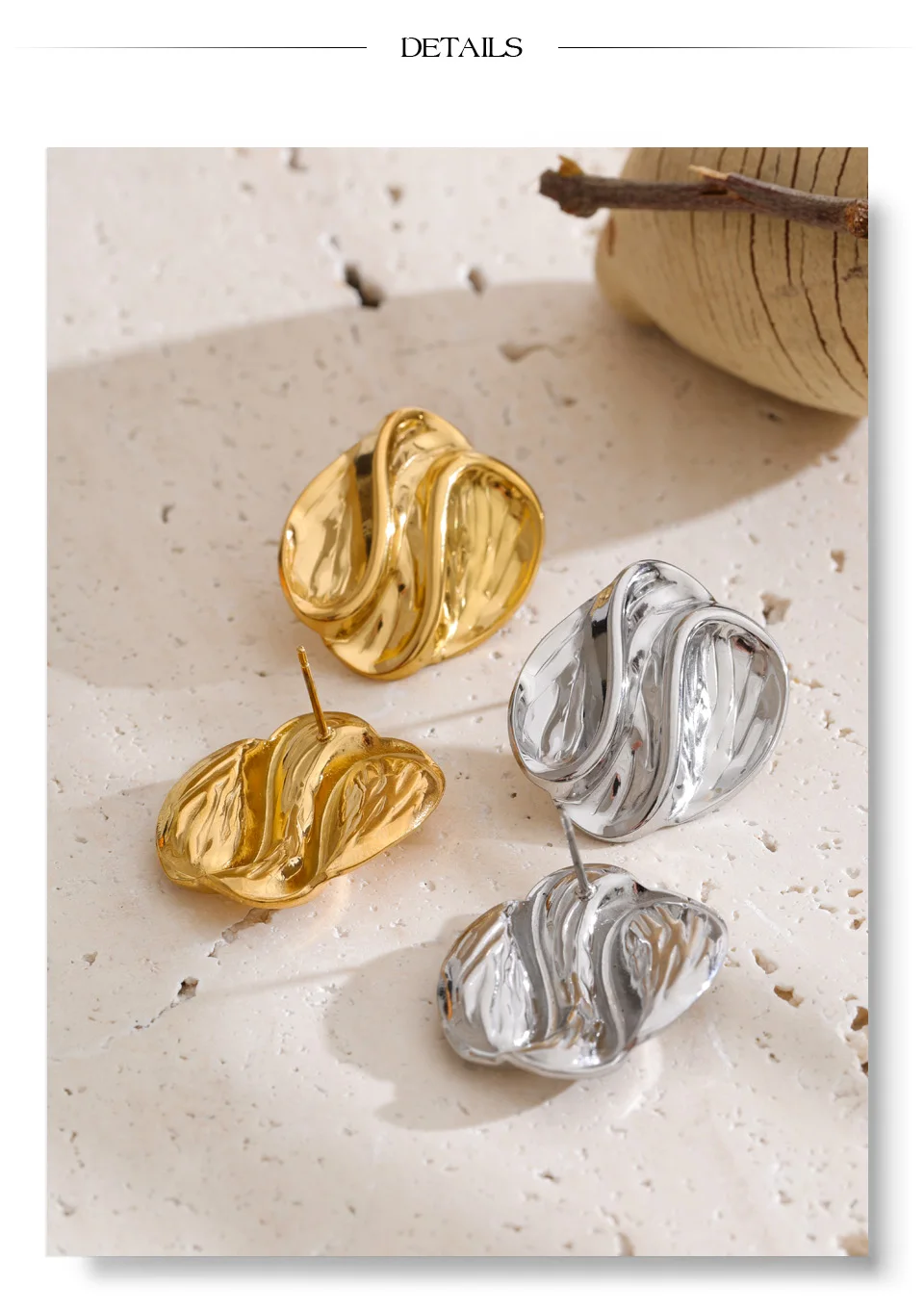 Yhpup Edelstahl Geometrische 18K Vergoldete Modische Ohrstecker Wasserdicht Täglich Attraktiver Damenschmuck Großhandel – Detail 8