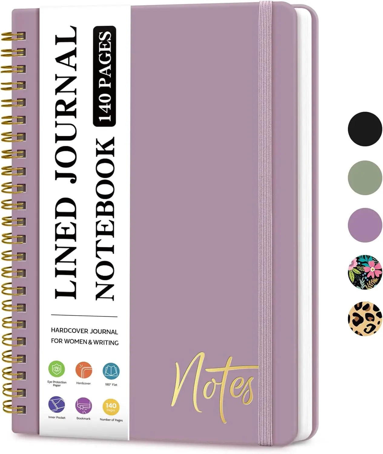 

A5 College Ruled Spiral Journal Notebook, 140 Pages, Hardcover, Purple, Perfect for Writing & Note Taking