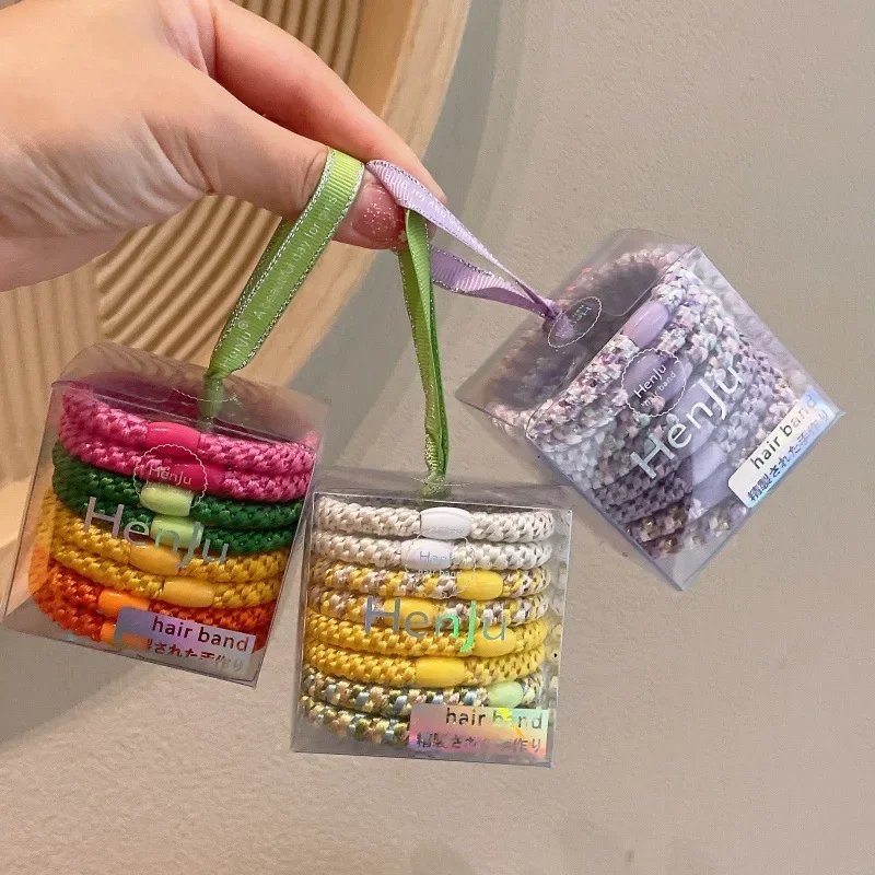 Multicolor Hair Ties Box Pack Elastic Ponytail Holder Soft Daily Hair Band Set Bulk Women Accessory No Damage Hair Ring ZY07