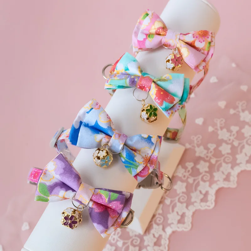 

Floral Bow Ties, Pet Collars, Cat and Dog Flower Bells, Safety Buttons, Spring, Summer and Autumn Accessories