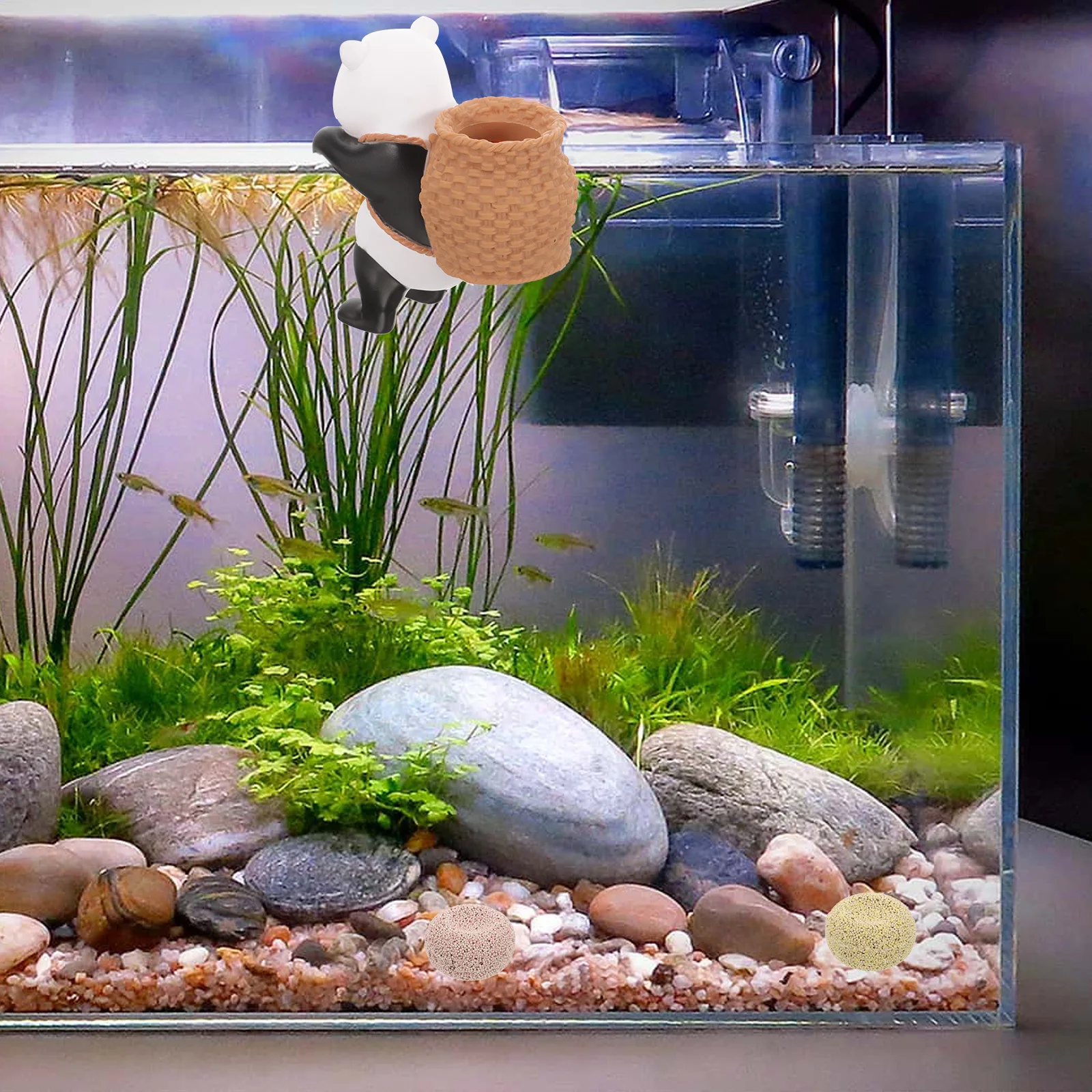 

Creative Panda Aquarium Decor Strong Vinyl Fish Bowl Decoration for Tank Layouts Home Office Garden Use Mini Aquatic Ornament