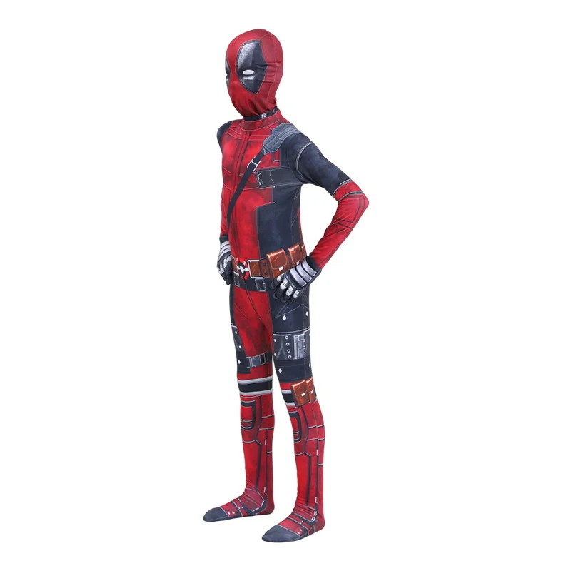 Dead Cosplay Pool Cosplay Kid Costume Child Superhero Roleplay Disguise Outfits Headgear Gloves Halloween Party Fantasia Suits image 4
