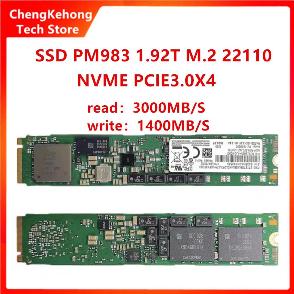 Original For Samsung PM983 960G 1.92T 3.84T 22110 NVMe M.2 PCIE3.0X4  high speed hard drive independent cache power-off prot