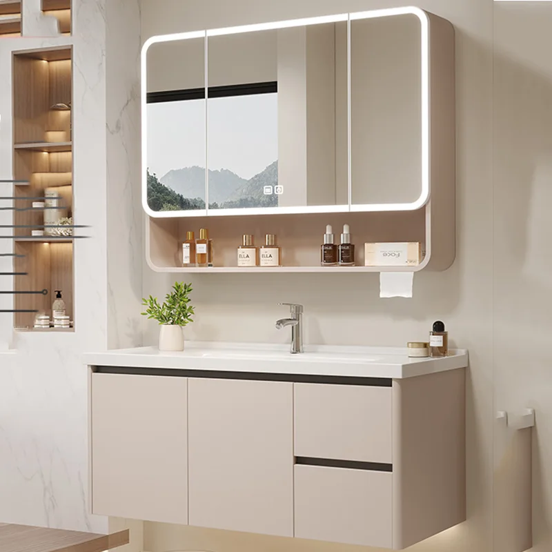 

Washbasin Simple Bathroom Cabinets Toilet Vintage Vanity Storage Bathroom Cabinets Mirrors Makeup Armadi Aperti Furniture