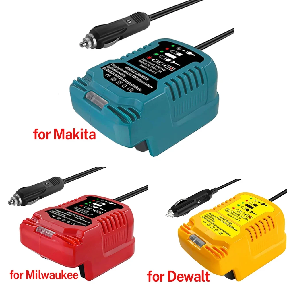 Mini Compact Car Charger For Makita For Milwaukee For Dewalt 18V Lithium Ion Battery Car Charger Cigarette Lighter Plug Charger